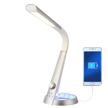 Milton 19" Aluminum Contemporary Minimalist Adjustable Head Dimmable USB Charging LED Task Lamp - JONATHAN Y